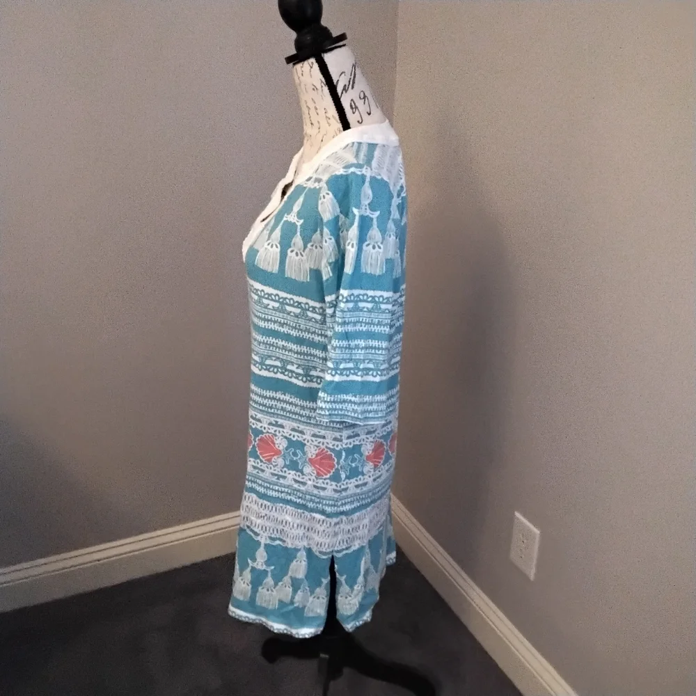 Lilly Pulitzer Dress/Cover-Up in Teal, White & Coral - S - Picture 3 of 8